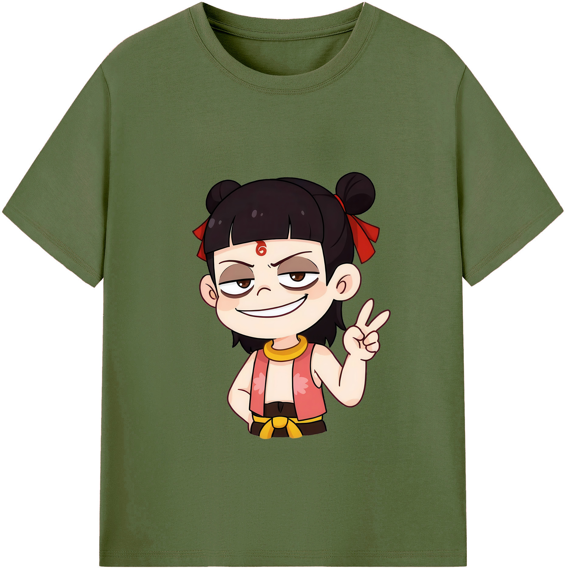 （画像用） Ne Zha 2 ナタ 魔童の大暴れ 綿100％半袖Tシャツ（フロントプリント）